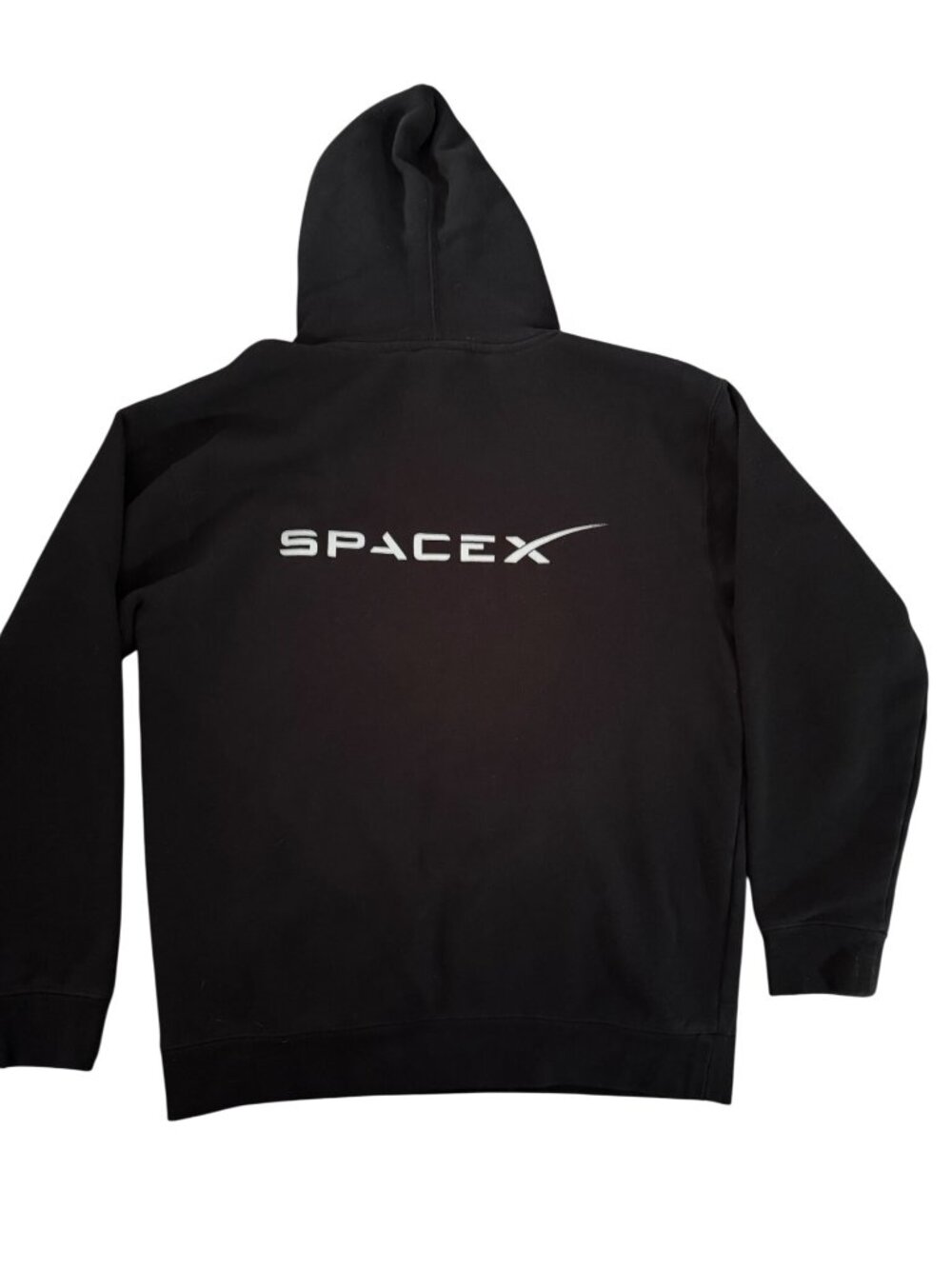 SpaceX Black Pullover Hoodie With Front & Back Logo Design Size M Unisex Cotton